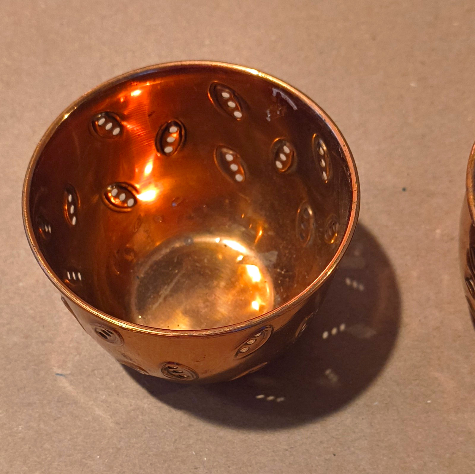 Pottery Barn Copper Votive Candle Holders Set  of 3 Made in India Pottery Barn 