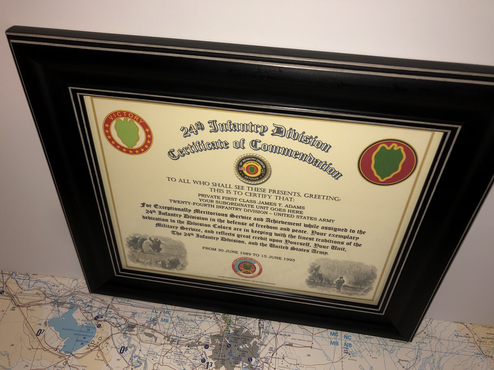 24TH INFANTRY DIVISION / COMMEMORATIVE - CERTIFICATE OF COMMENDATION