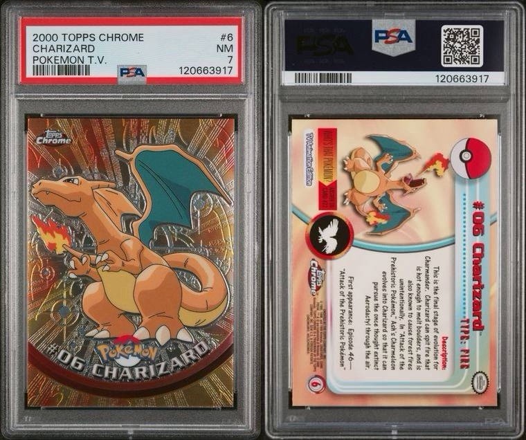 2000 Pokemon Topps Chrome Charizard PSA 7