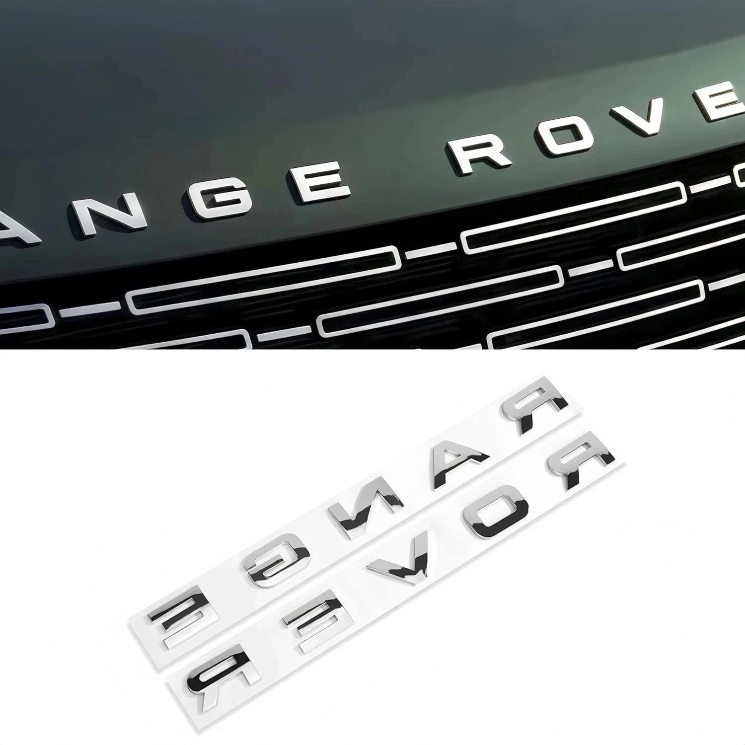 Range Rover Gloss silver ABS Emblem Replacement Badge for Front Hood & Trunk