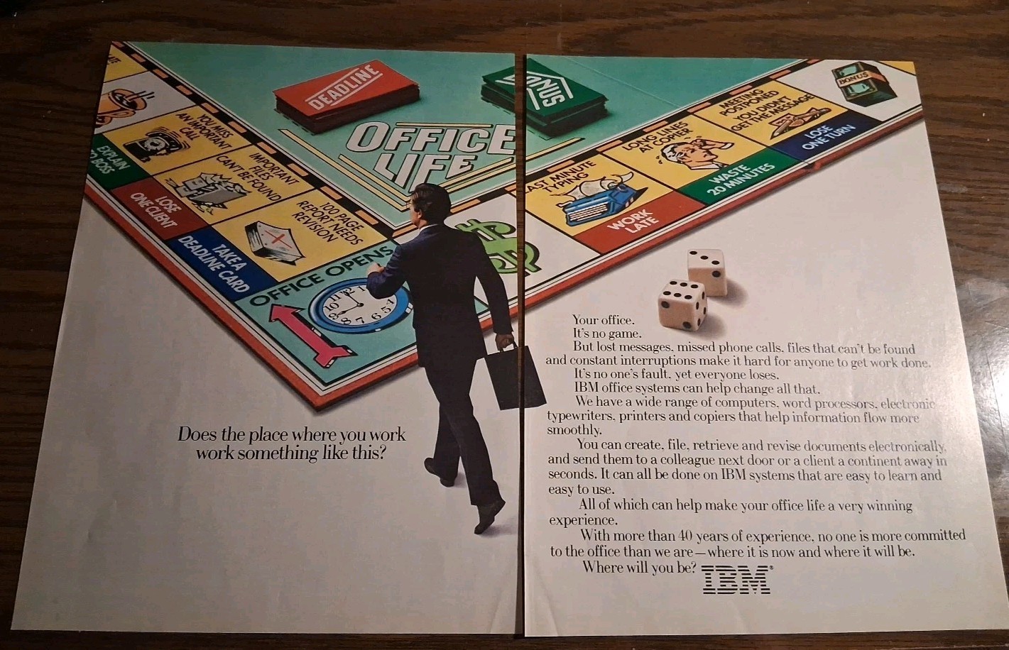IBM Monopoly 1982 Print Ad 16x11 Vintage Promo 