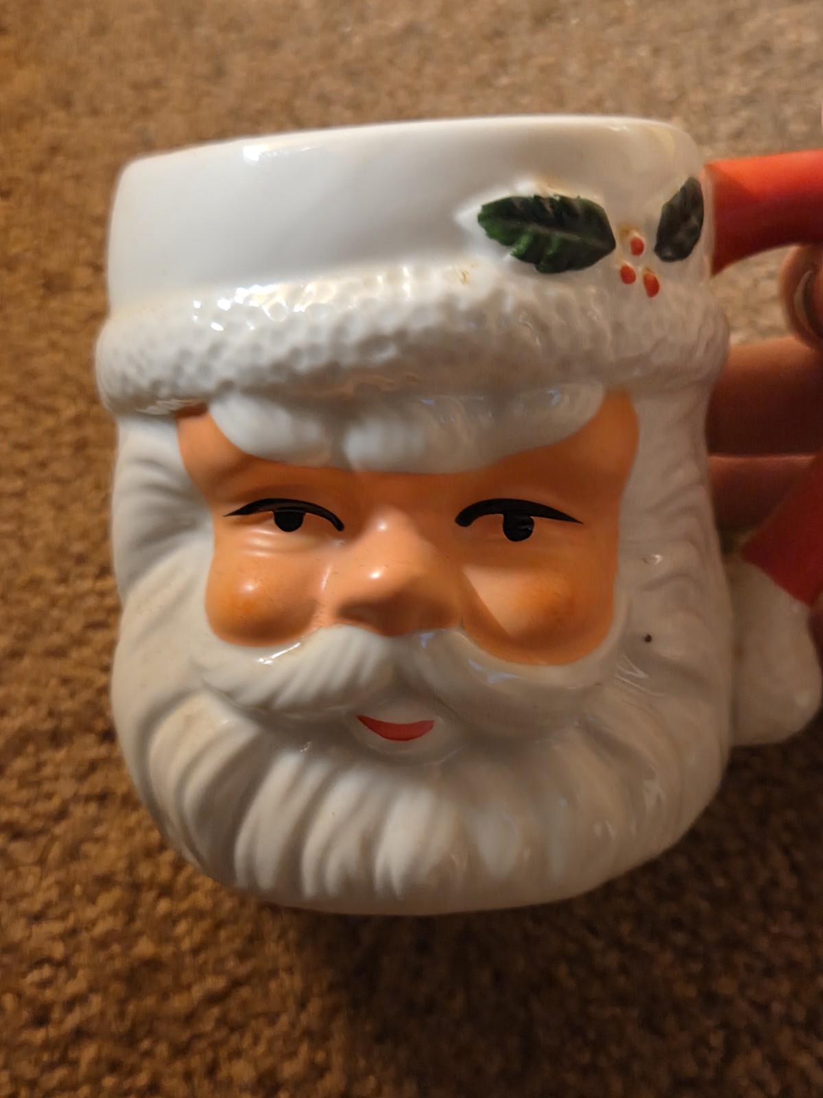 VTG 1960s Santa Claus Face Mug Hand Painted Ceramic Christmas Japan MCM