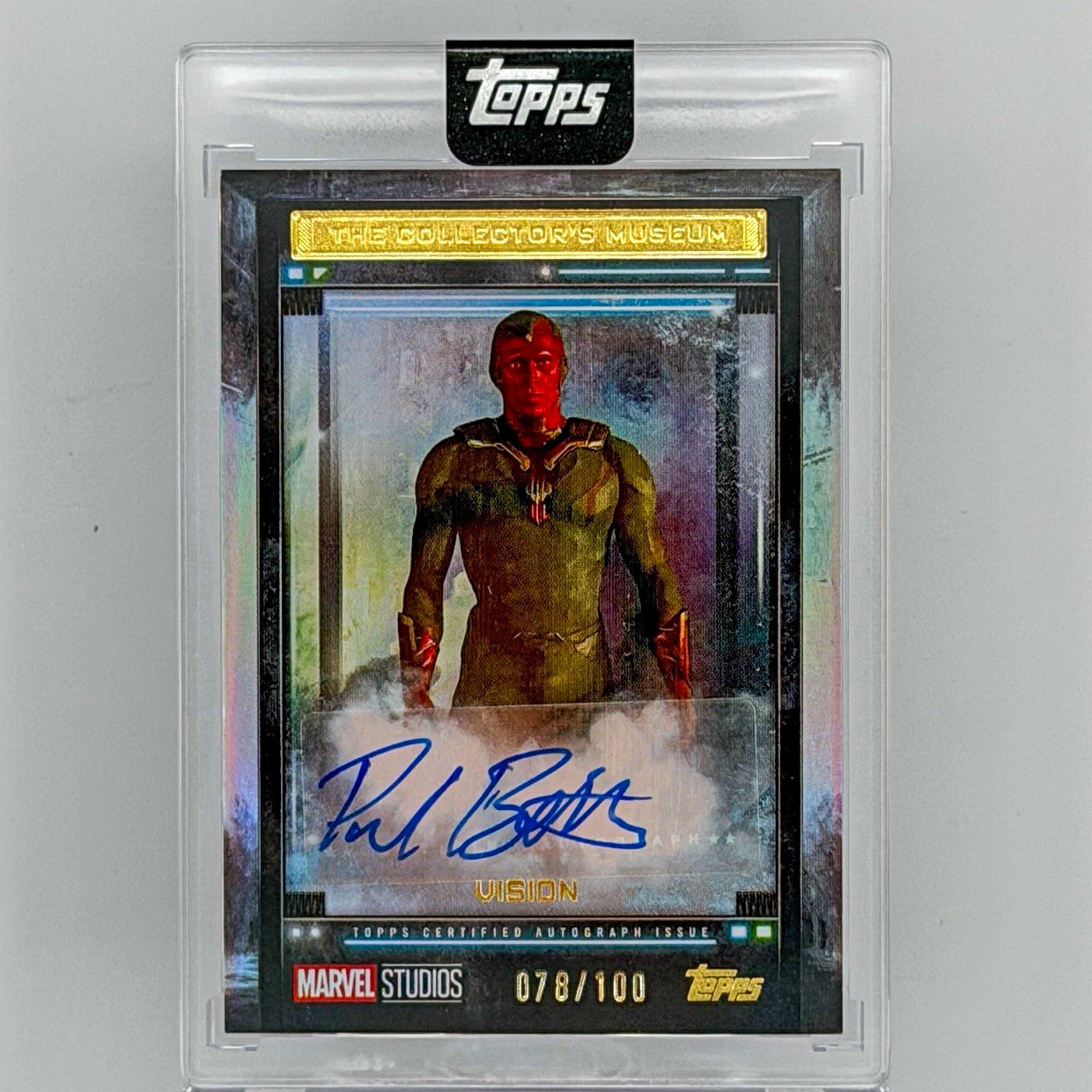 2025 Topps Marvel The Collector Paul Bettany Vision Museum Auto /100 TM-PB