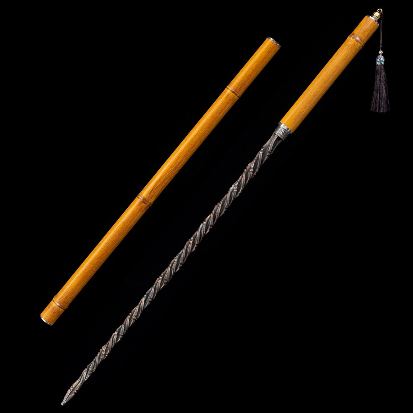 Bamboo‑Zhong Bian Chinese Staff Sword Manganese Steel Blade Carbon Steel Shaft