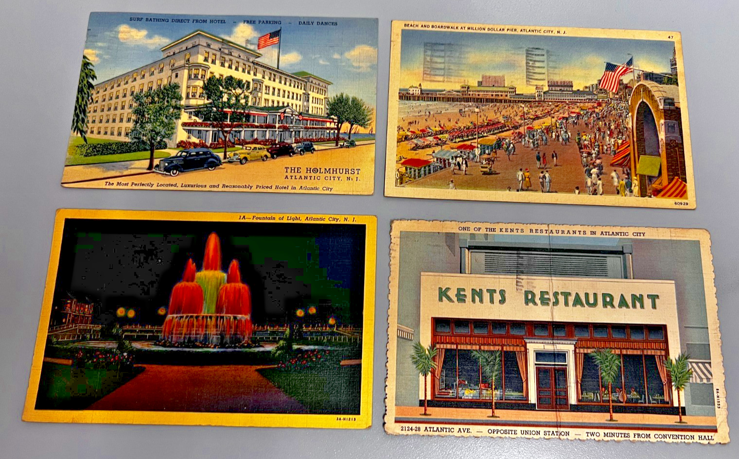 Lot of 4 Vintage Atlantic City 1943 Postcards w Messages to PFC in New York City