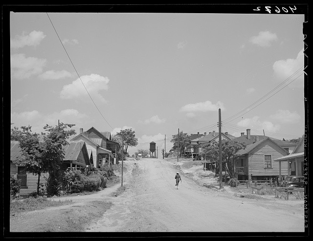 Durham North Carolina 1940 Negro Quarter Street Scene Houses Water Tower