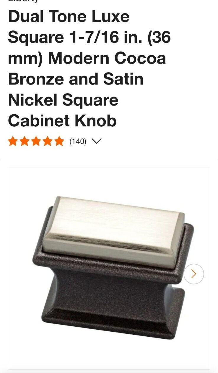 Dual Tone Luxe Square 1-7/16 in. (36 mm)  Cocoa Bronze and Satin Nickel Knobs