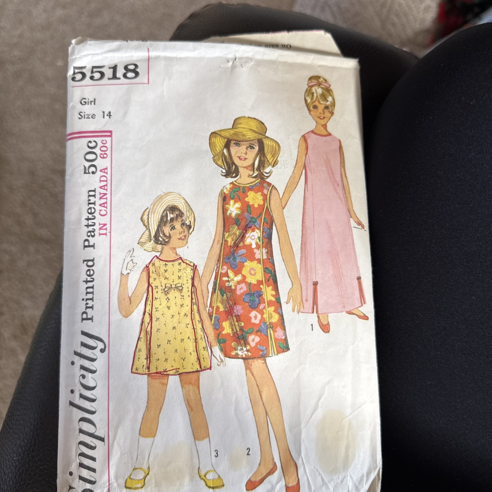 Simplicity Pattern #5518 From 1966 Girls Size 14