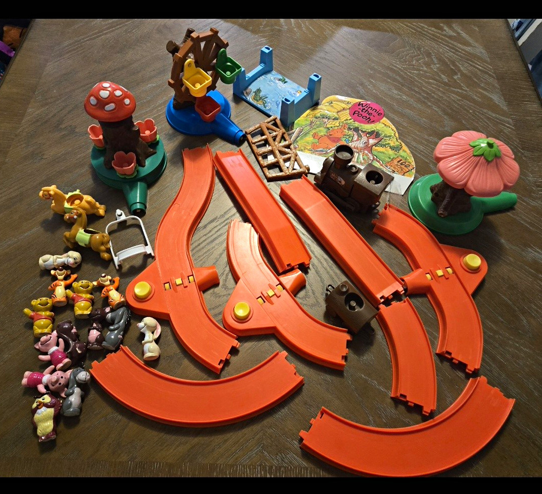 Vintage 1988 Spectra Winnie the Pooh 100 Acre Wood Train Set & Huge Figure Lot