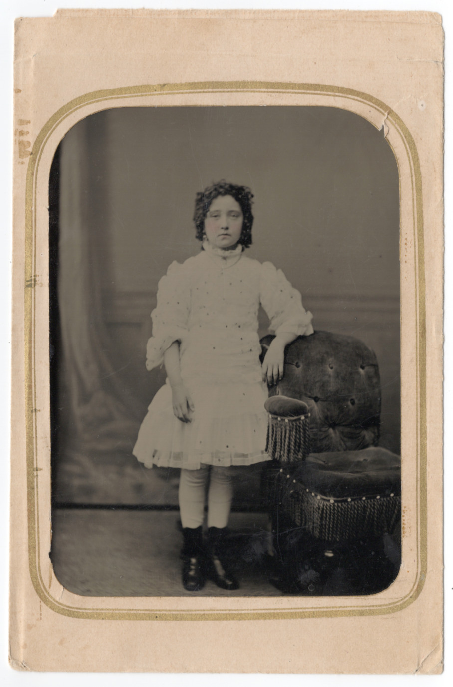 Antique Half-Plate Tintype – Victorian Child with Rose-Tinted Cheeks
