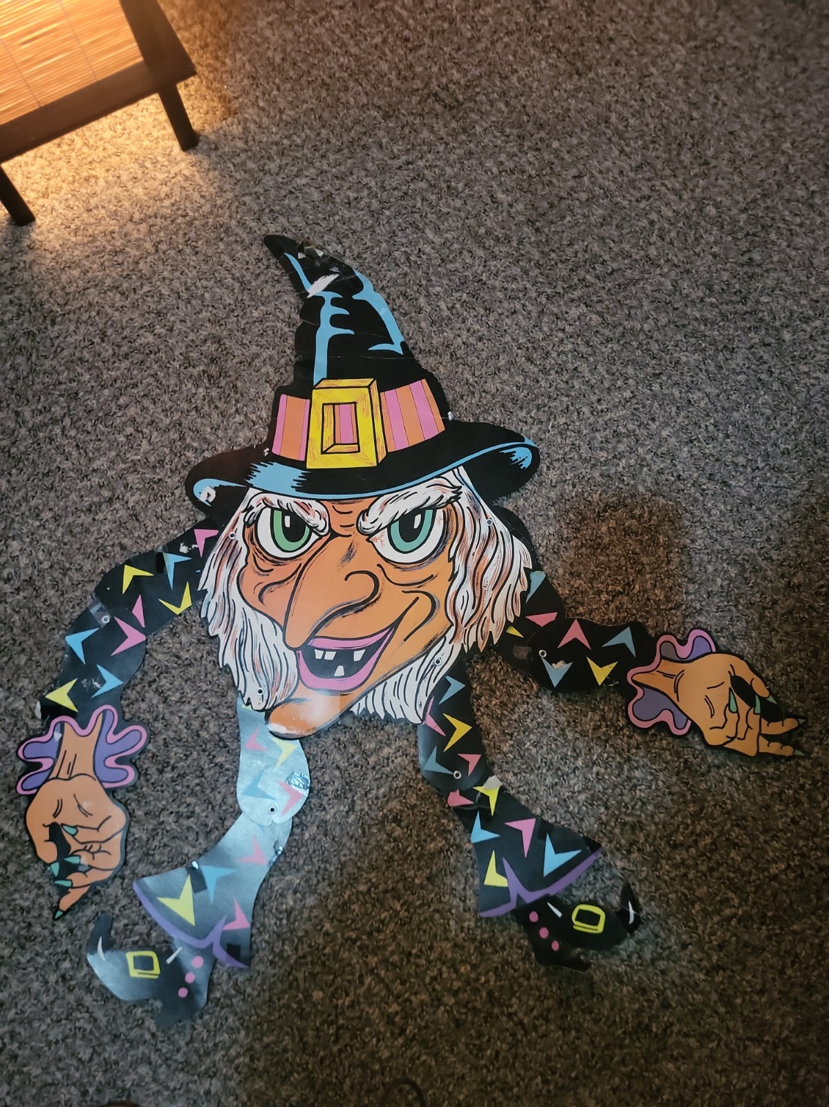 VTG 1970'S Beistle Halloween Dancing Witch Jointed Cardboard Wall Hanging