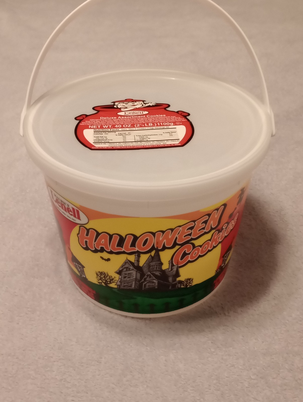 Vintage 1994 Maurice Lenell Halloween Cookies Bucket Pail 40 oz