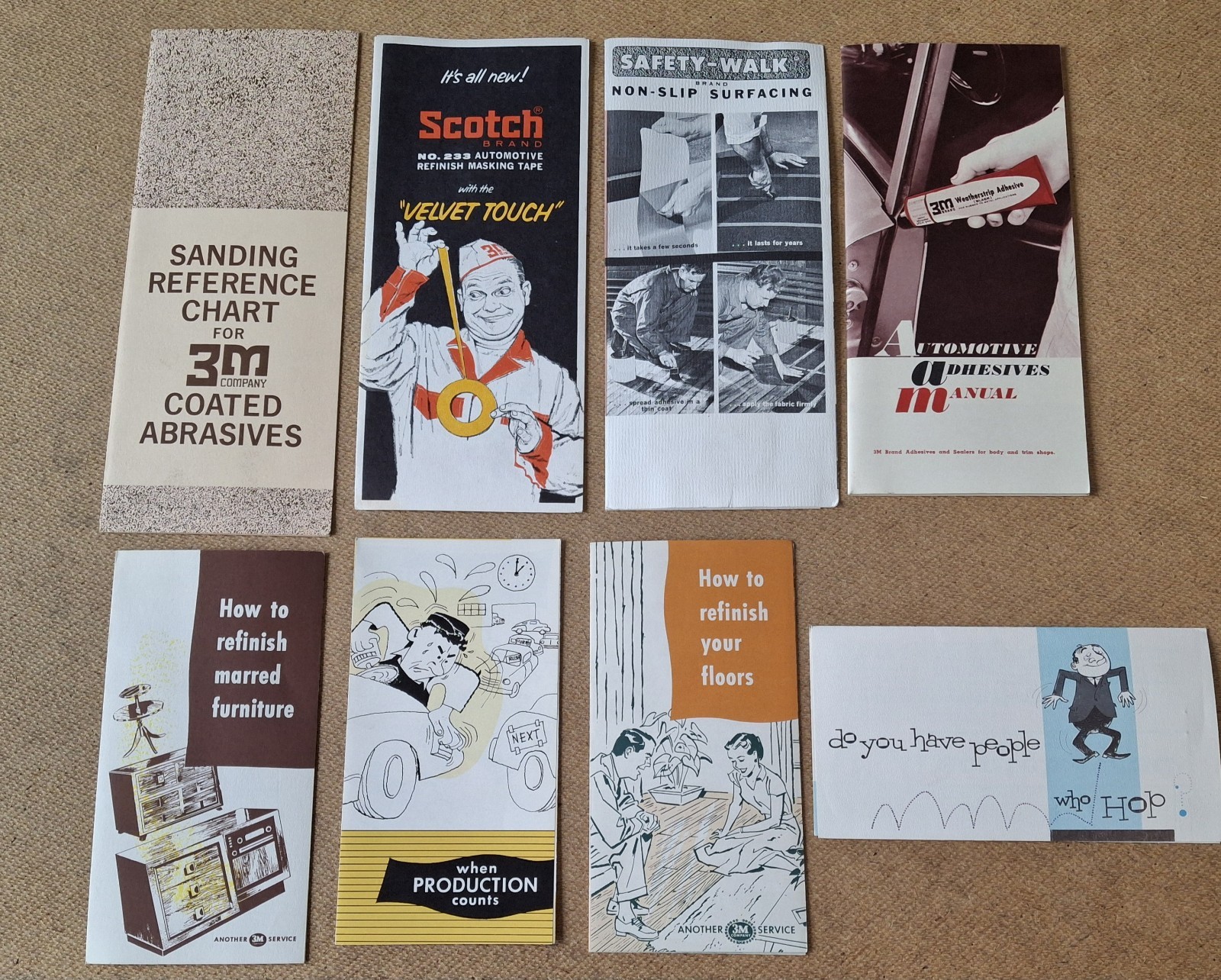 Lot Of 8 Vintage 3M Advertising Brochures Automotive Scotch-Tred Floors  ++