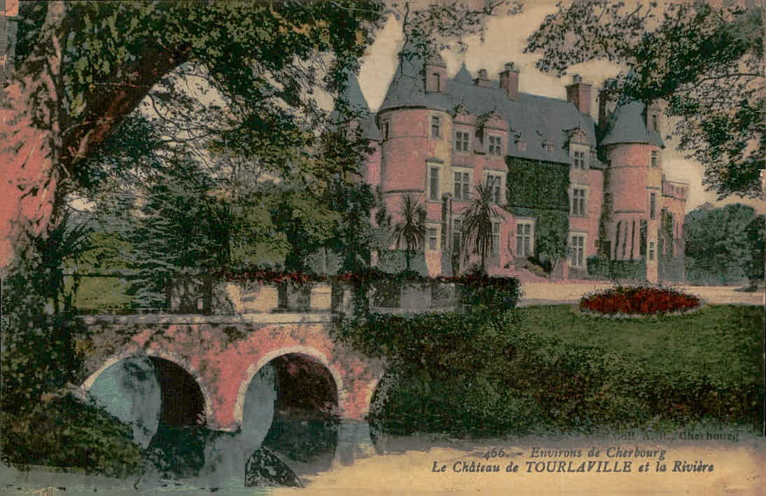 Tourlaville France Chateau et la Riviere Cherbourg Vintage Postcard