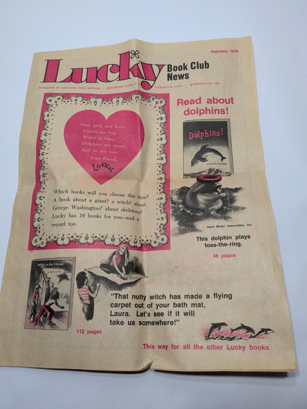 Vintage 1979 Scholastic Lucky Book Club News School Flyer Order Form February