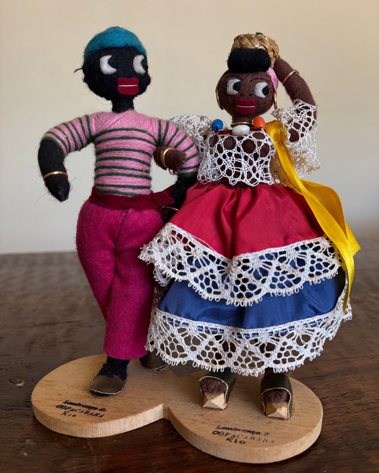 Vintage Brazilian Mid Century souvenir couple doll VTg folk art dolls Copacabana