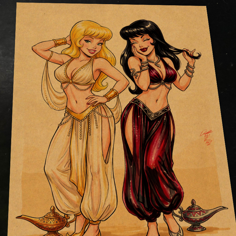 Betty & Veronica Archie Comics Art Print Signed 8.5x11 | Art by Keyeske