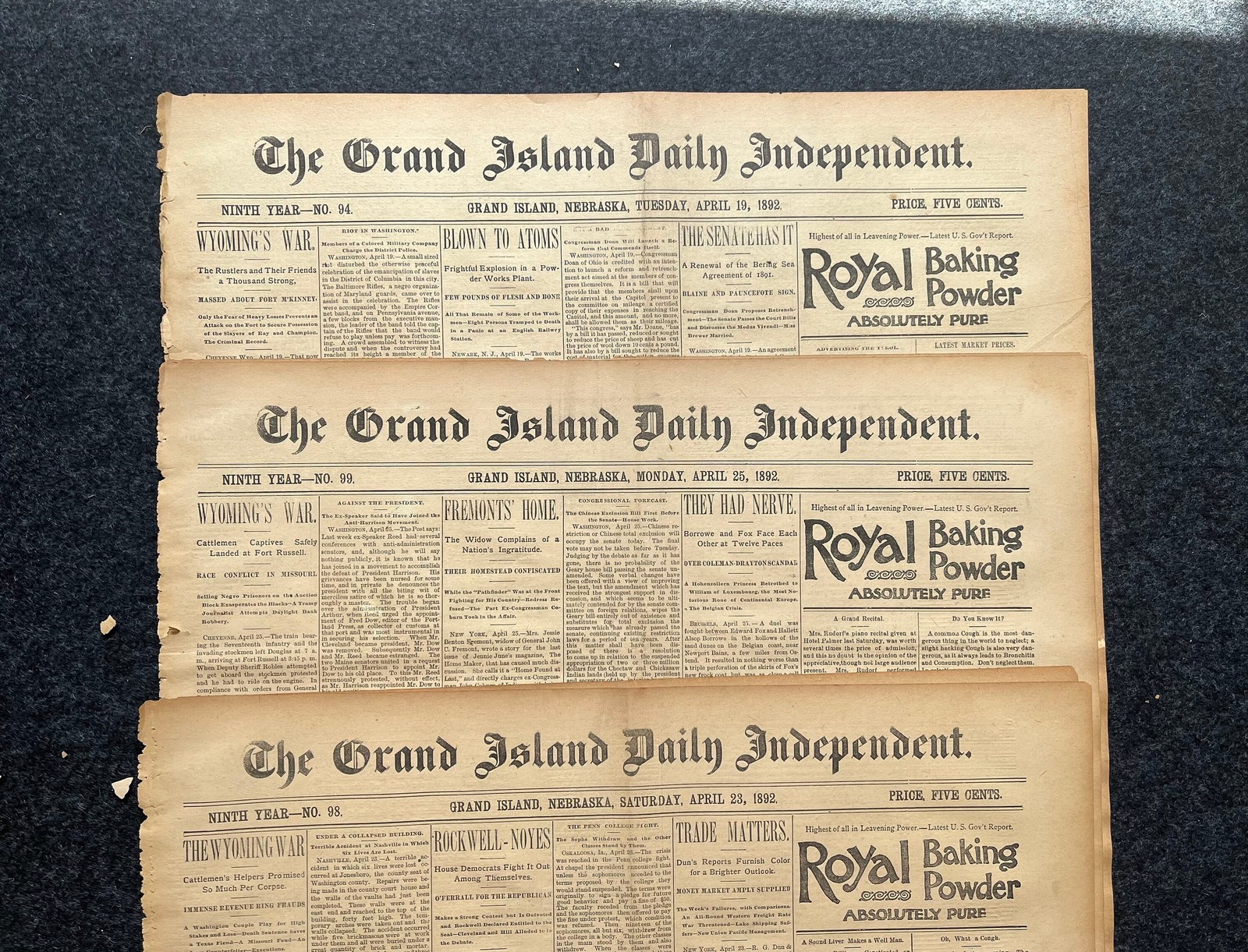 Original 1892 Johnson County War - American Wild West Civil War - Reconstructio