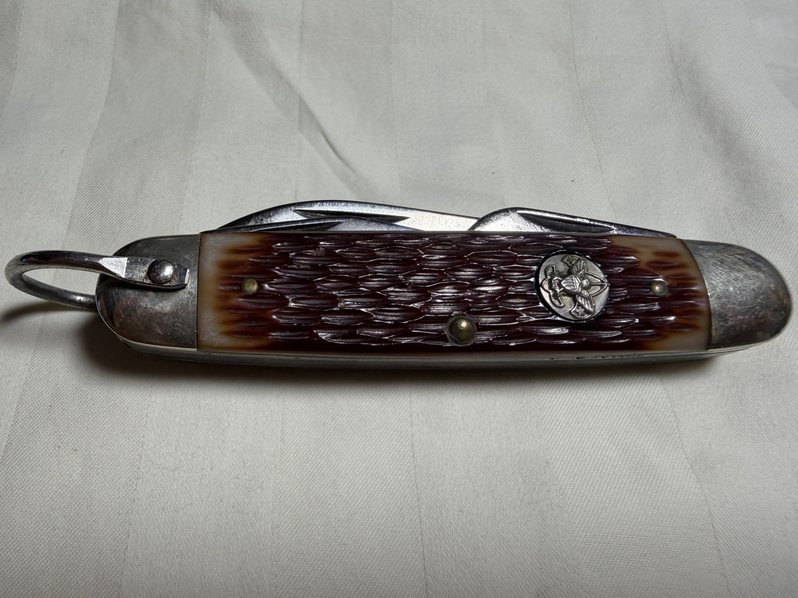 Vtg Ulster USA Boy Scout Pocket Knife 4 Blade BSA No Wobble Tight Mechanics