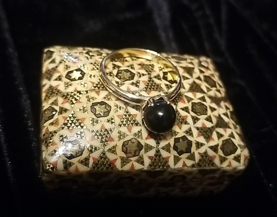 Antique Persian Khatam Ring & Box, Handmade Micro Mosaic Box With Unknown Ring
