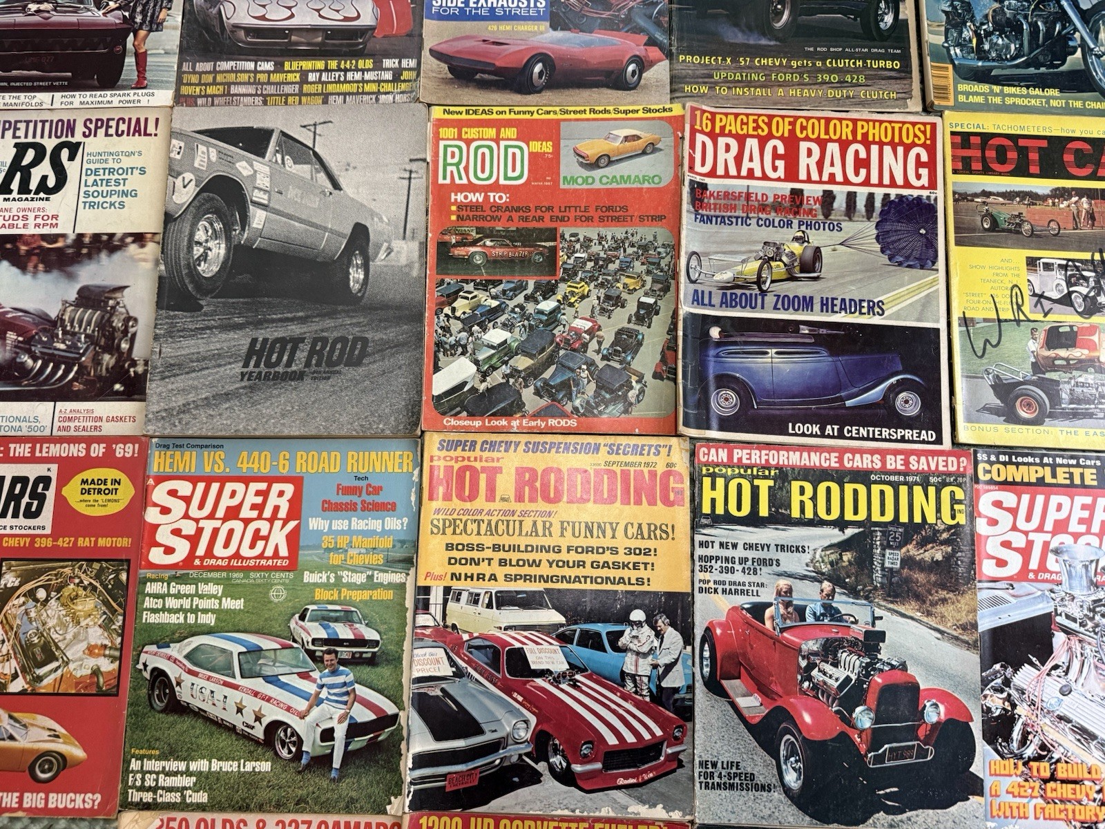 Vintage Auto Magazines (18 Issues) 1960s-1970s Super Stock Hot Rodding CARS Hemi