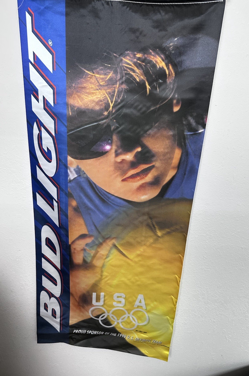 VTG 1996 USA Olympic Volleyball Banner BUD LIGHT Display Advertising - 54 X 23