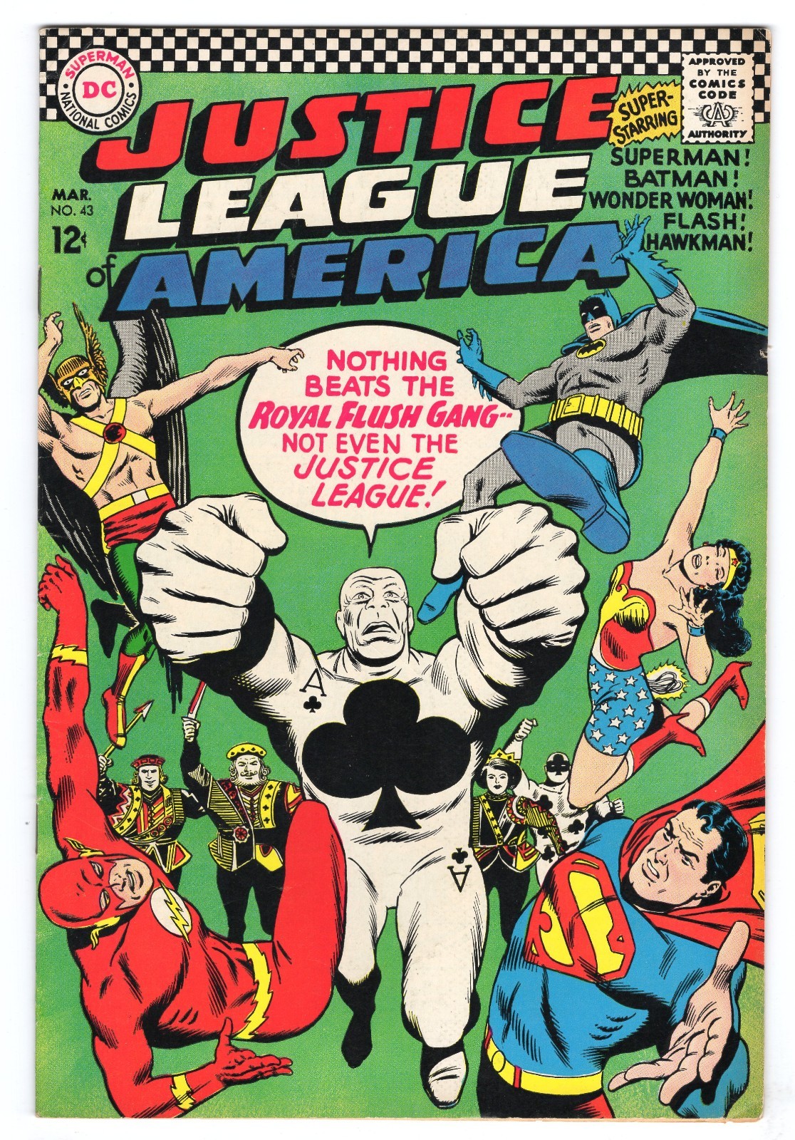 Justice League Of America 43 1966 DC Comics F- 5.5 1st App Royal Flush Gang