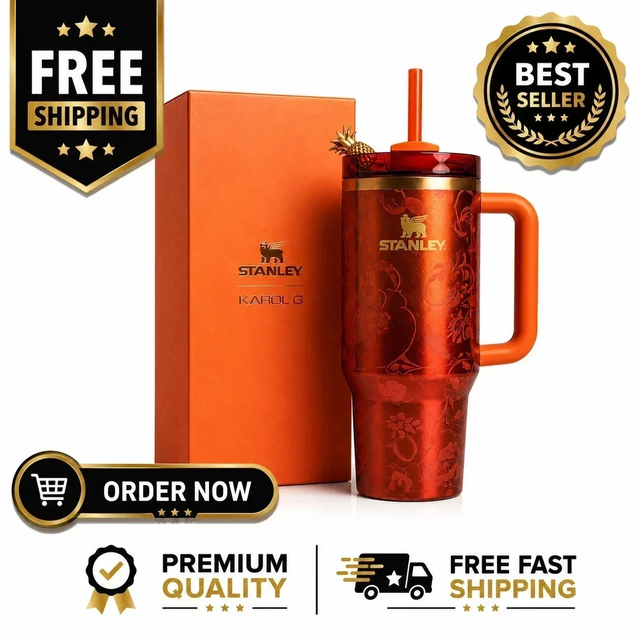 New Stanley 1913 x KAROL G 40 oz Quencher H2.O FlowState Tumbler Usa Ship