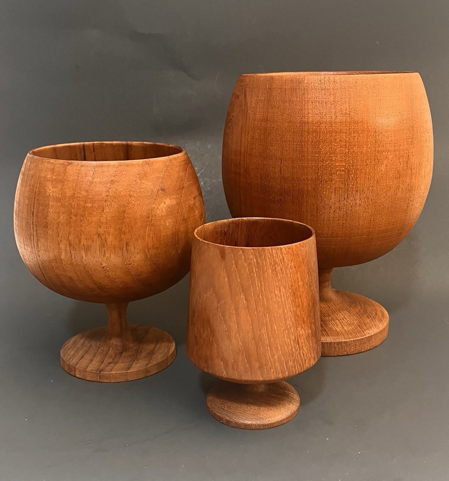 Teak Wood Goblets Set Of 3 Made In Thailand By Thai Treasures Vintage