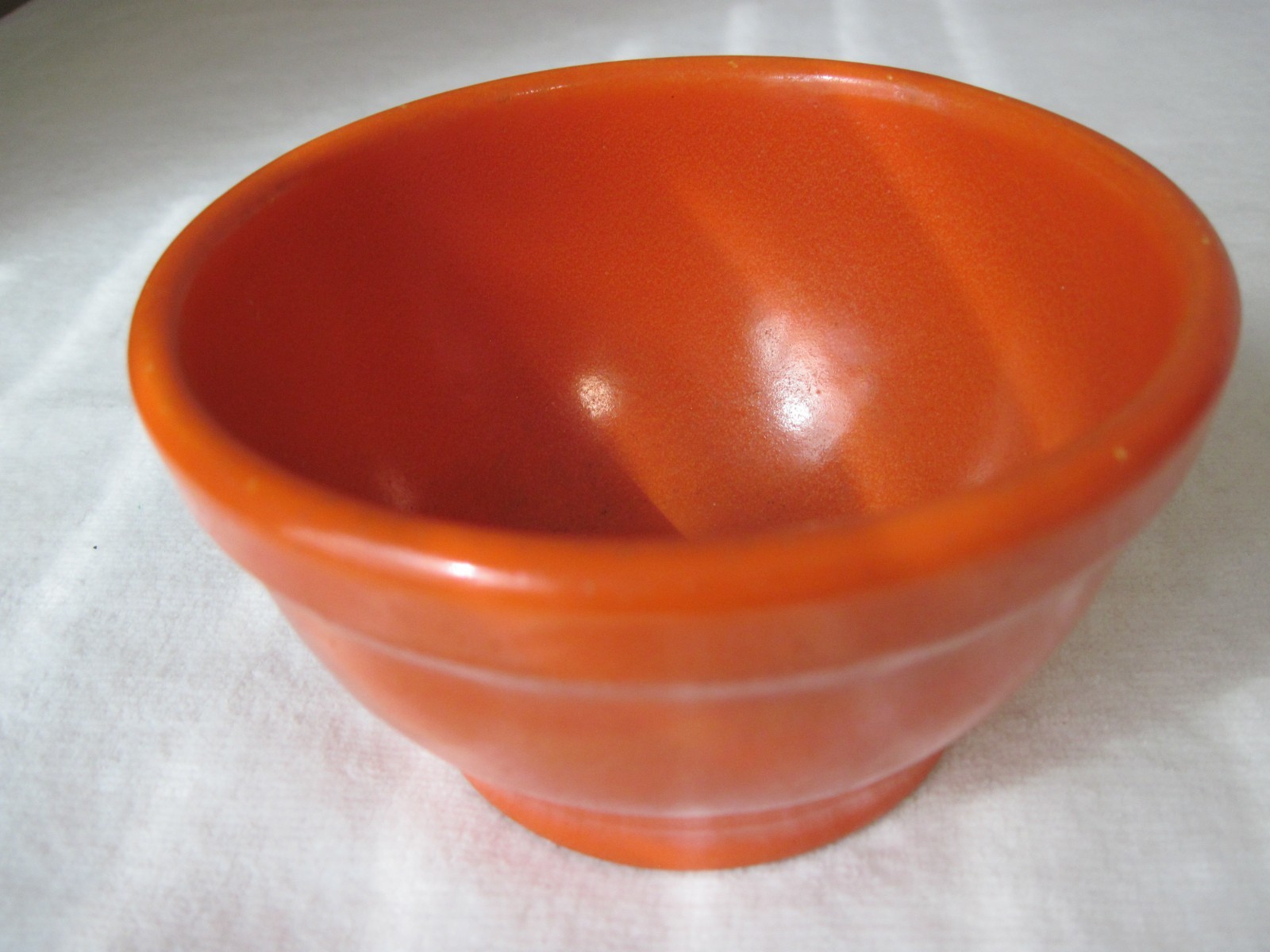 Vtg Bauer Pottery Plainware Orange Mixing Bowl  3\
