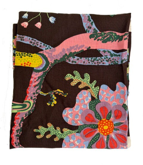 Josef Frank Svenskt Tenn Hawaii Brown Botanical Fabric Remnant VTG Scandinavian