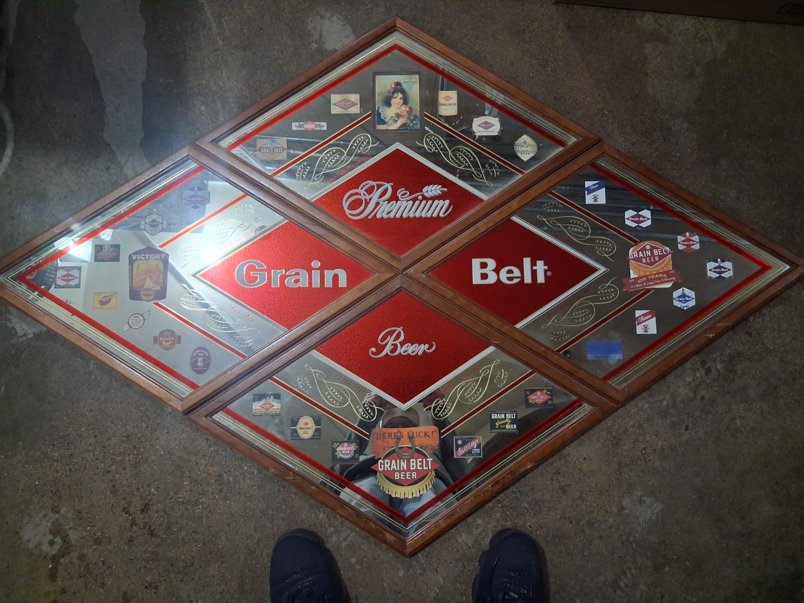 Vintage Complete 4 Piece Centennial Series Grain Belt Beer Mirror Set