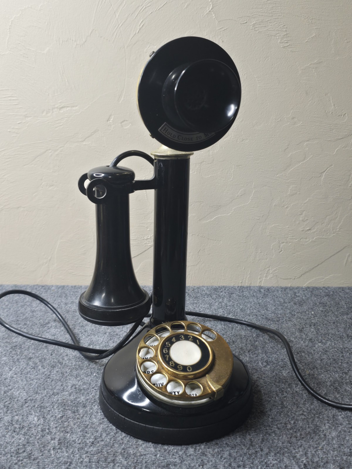 Vintage Japan Candlestick Rotary Telephone Black Brass Working Tested Phone