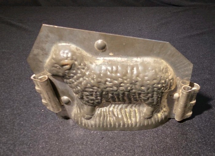 Antique Chocolate Mold Sheep Lamb Metal Two Part