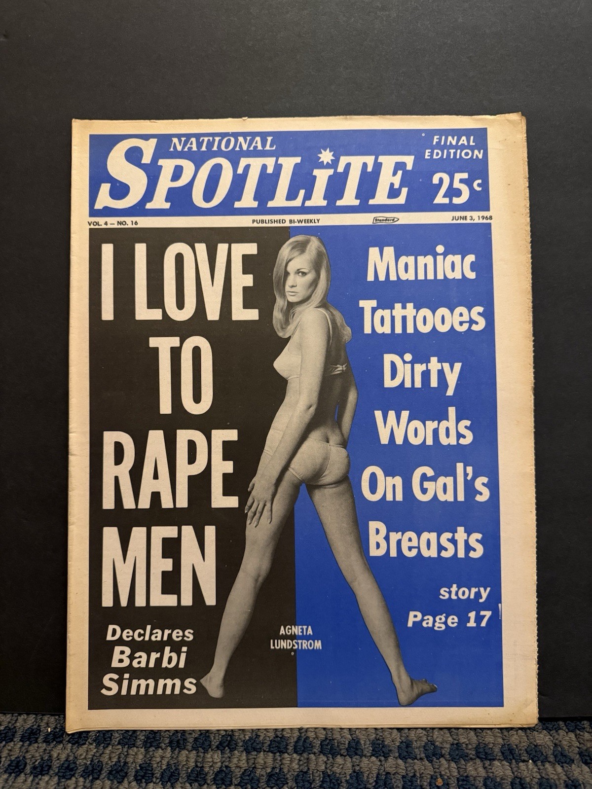 1968 June 3rd National SpotLite Newspaper, Pin-Up: Nina Worth (VRN10A)