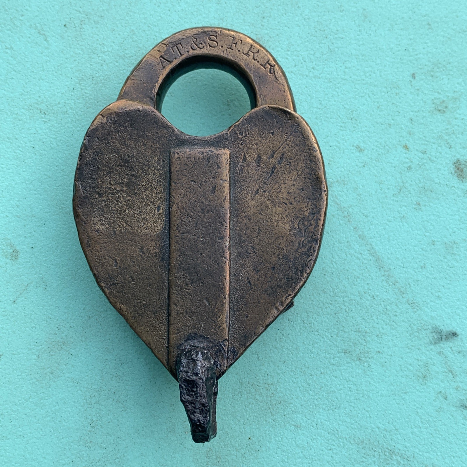 Atchison Topeka & Santa Fe Railroad Brass Heart Shaped Lock
