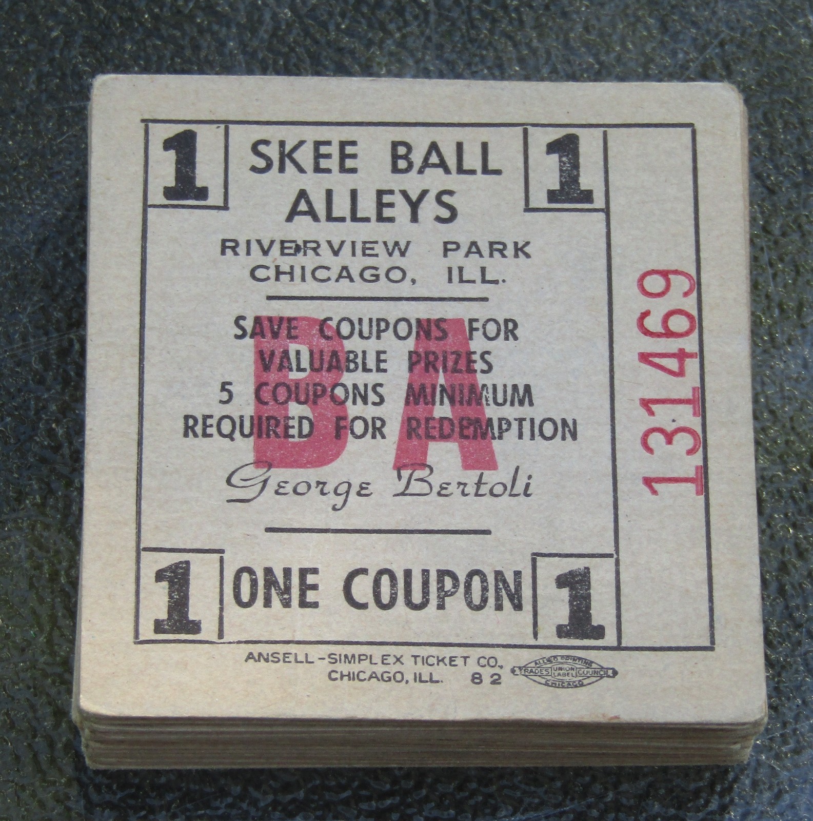 (25) Vintage Riverview Amusement Park Chicago Illinois SKEE BALL ALLEYS Coupons