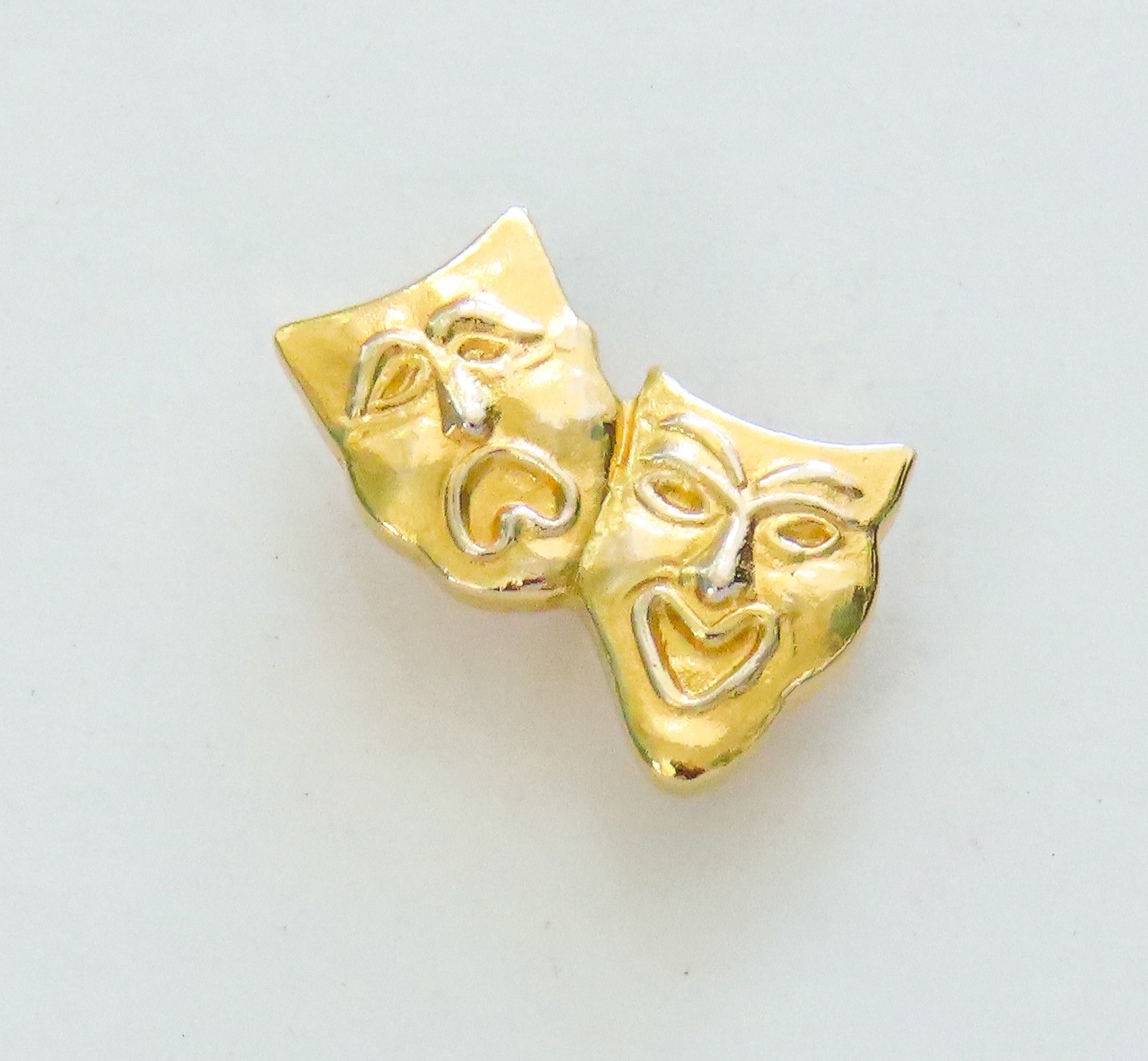 Comedy Tragedy Lapel Pin Vintage Mask Gold Tone Theater Happy Sad