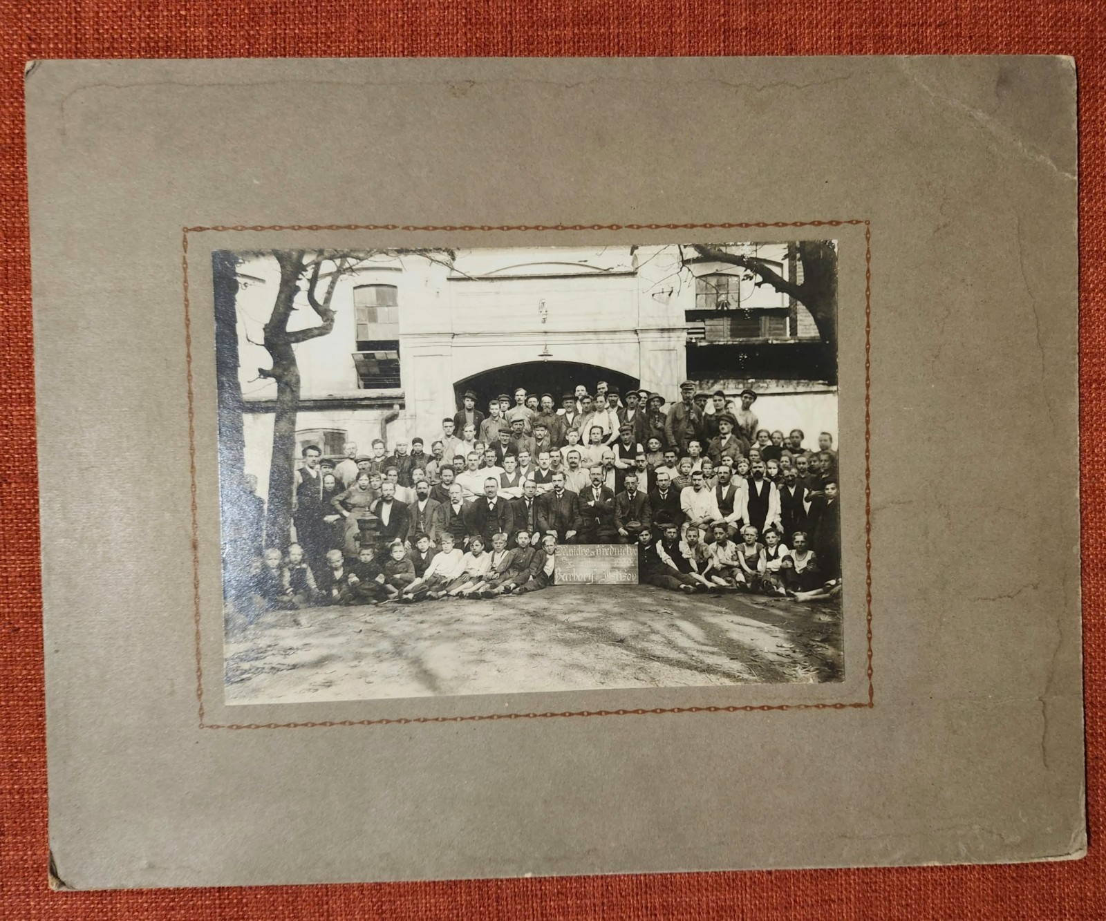 Antique c.1900s Czech Factory Workers Group Photo Industrial History Mounted