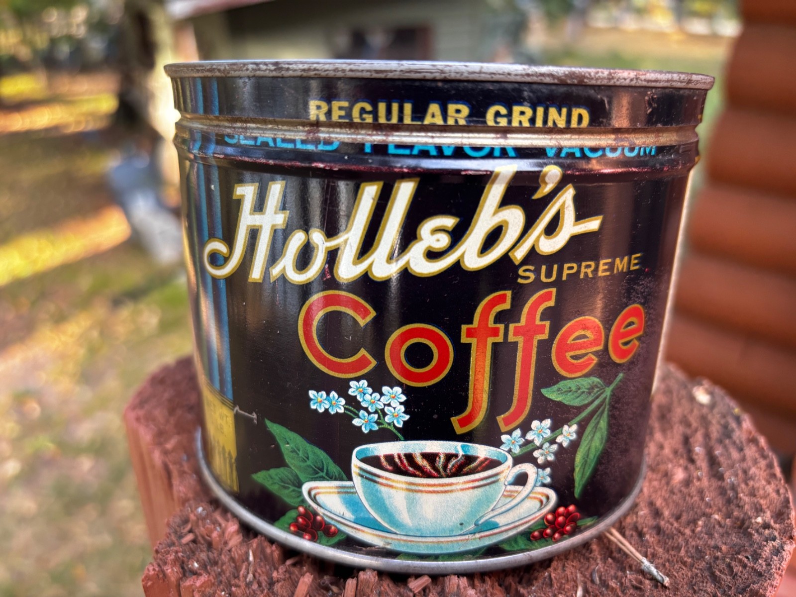 Killer Vintage 1lb 1930's Holleb's Coffee Tin Can. RARE