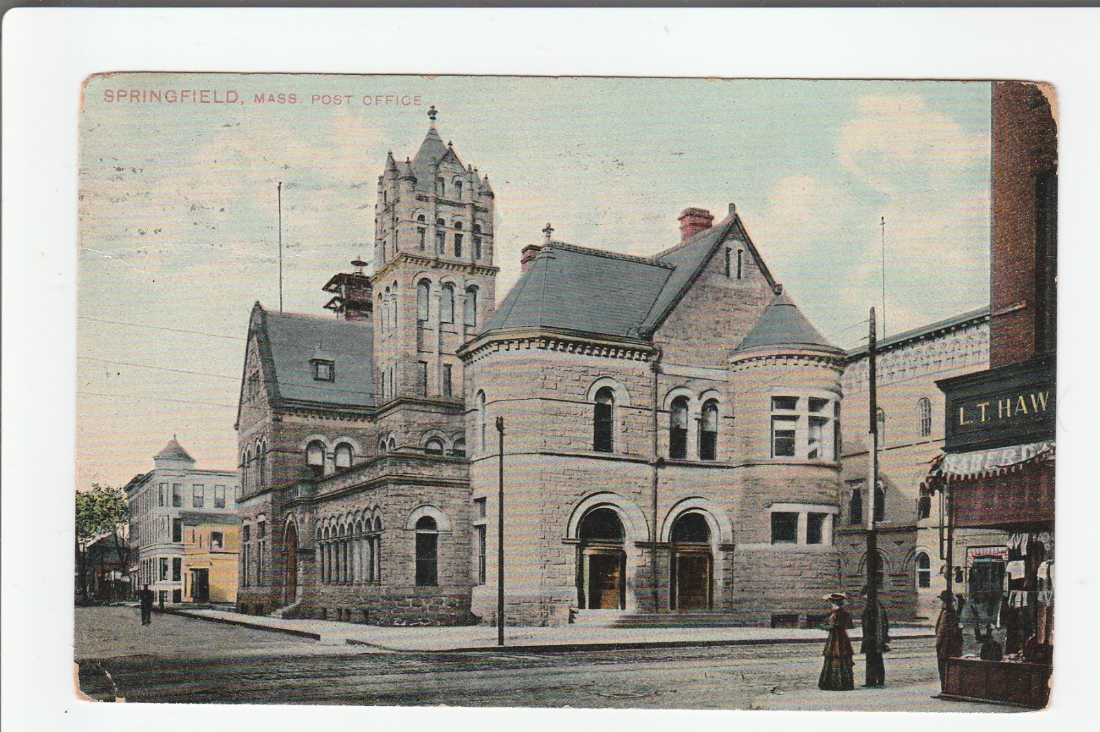 Springfield MA postcard - Post Office 1909