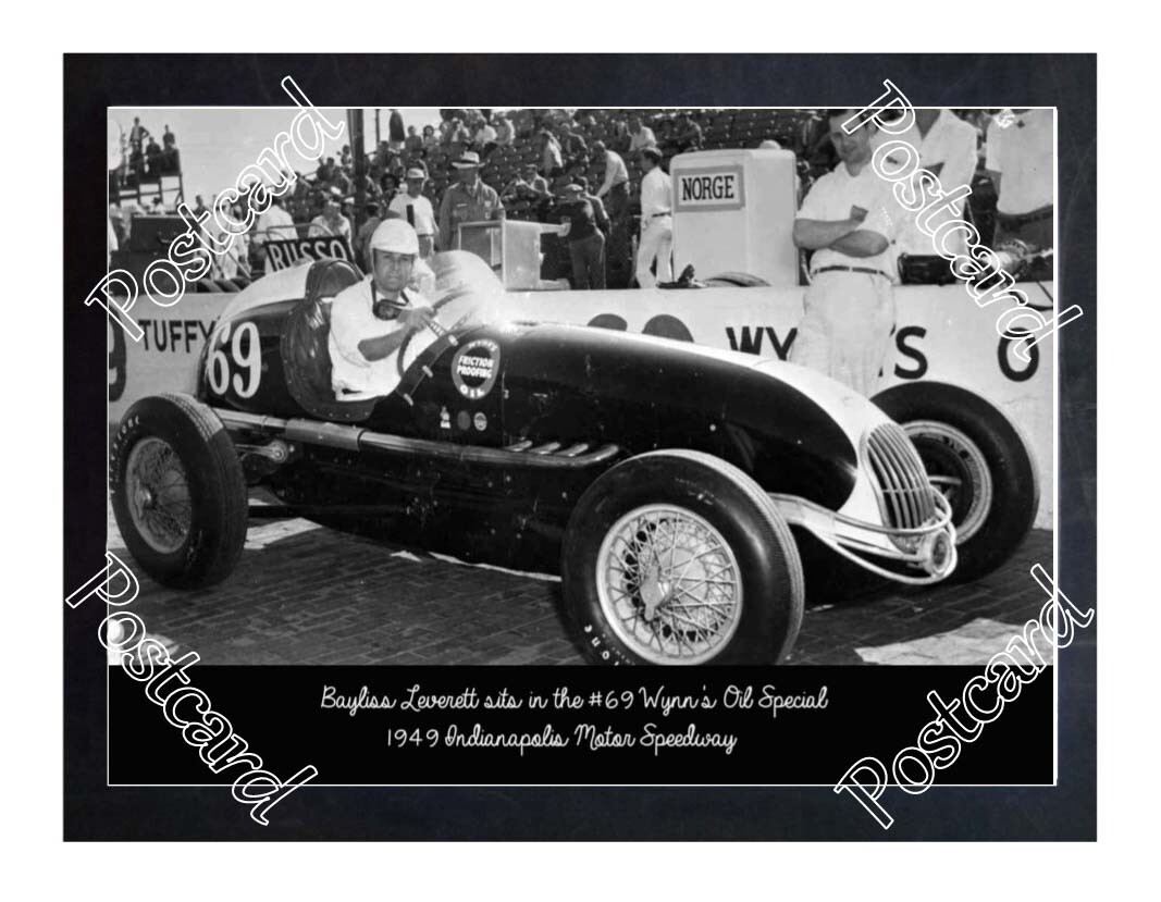 Historic Bayliss Leverett drives the #69 Wynn\'s Oil Special 1949 Indy Postcard 2