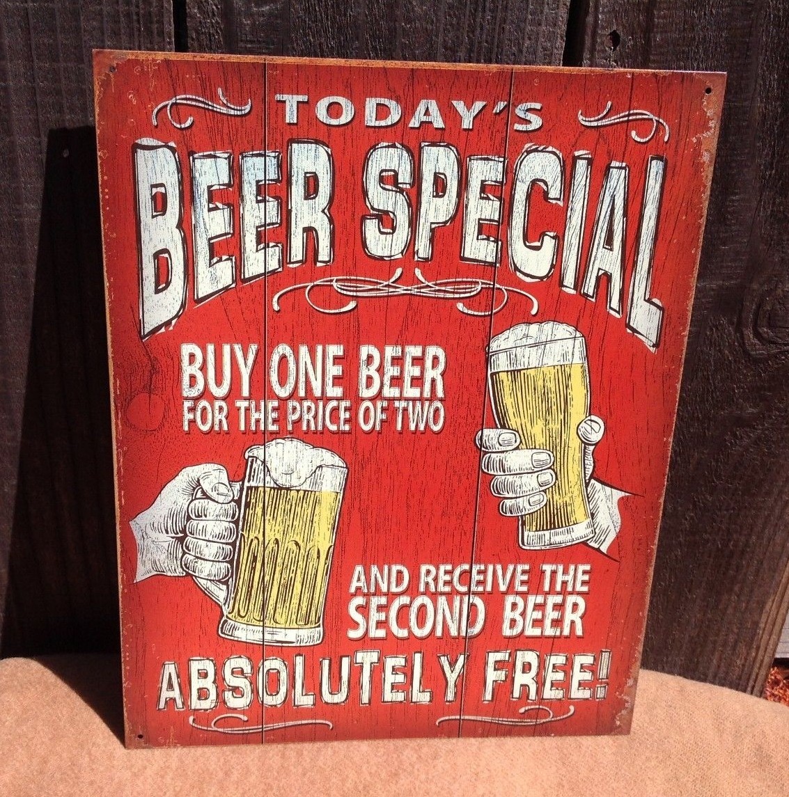 Today's Beer Special Absolutely Free Sign Tin Vintage Garage Bar Decor Old 