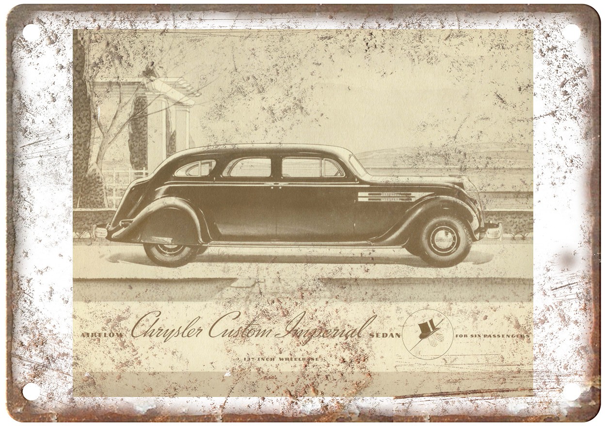 1934 Chrysler Imperial Airflow Limo Vintage Auto Ad Retro Look Metal Sign AM4868