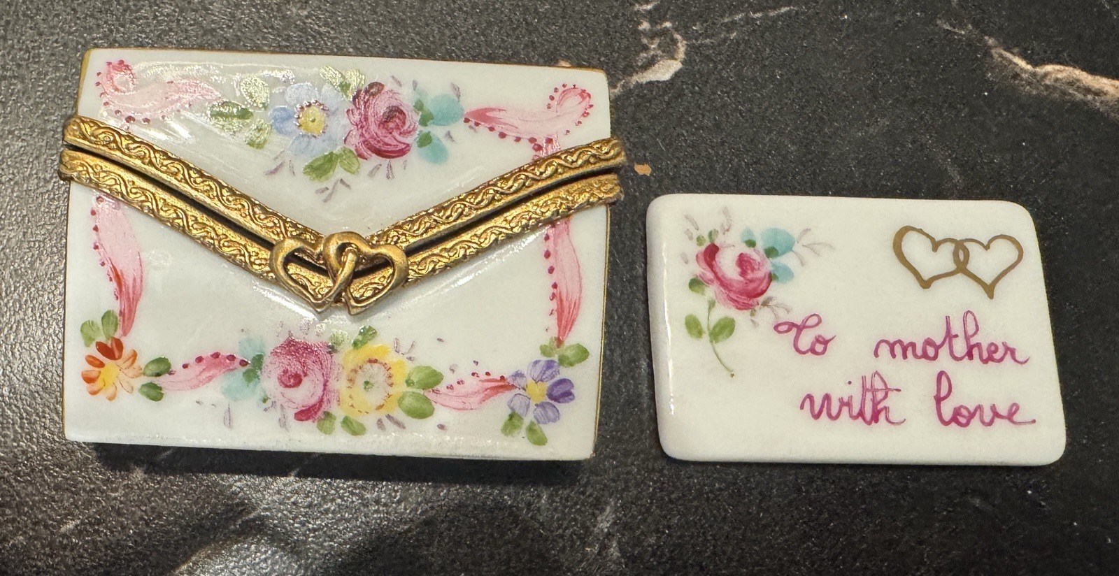 *NWOB* Limoges Mothers Day “To Mother W/ Love” Envelope Trinket Box Peint Main