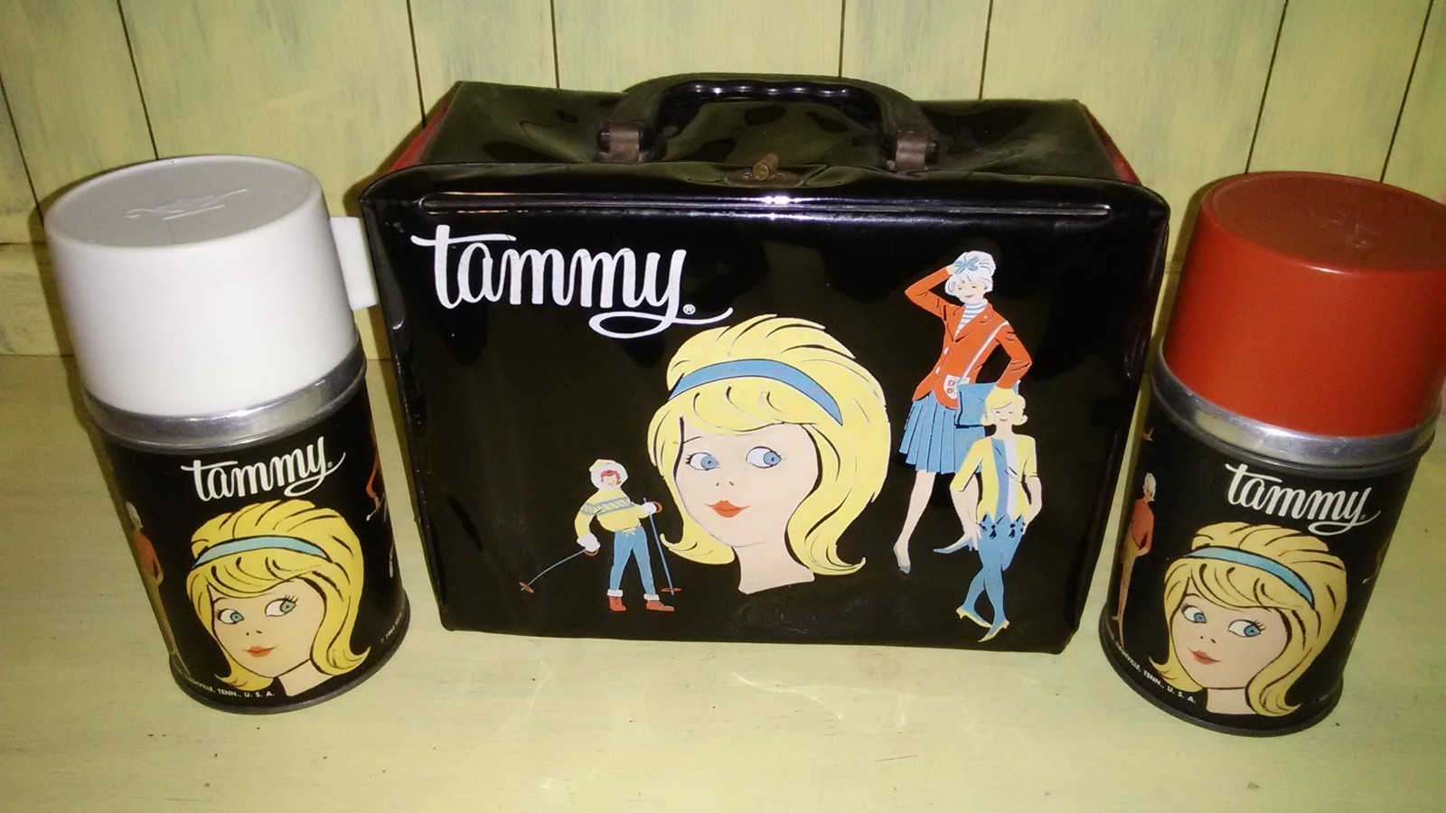 Vintage 1962 Tammy Doll vinyl Lunch Box and Thermos Set