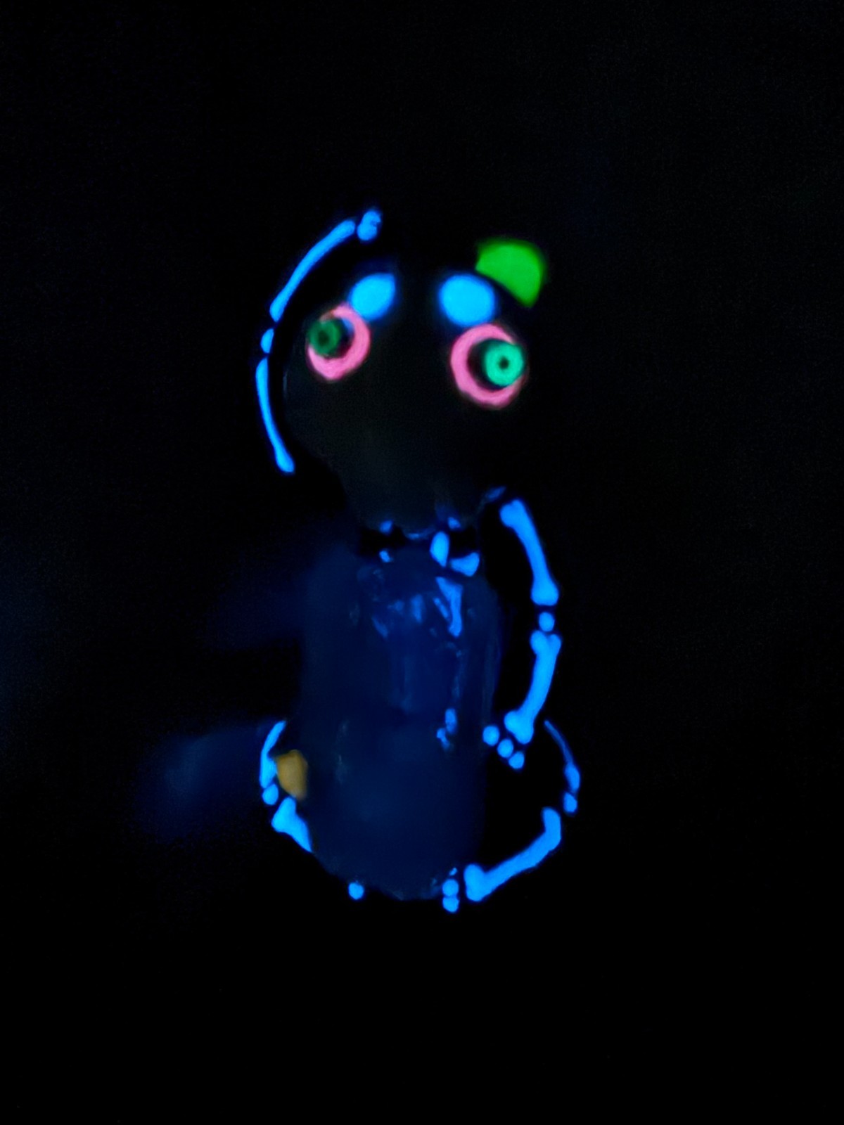 6.25” Premium Glass Water Pipe Art Glow in Dark Abstract Skeleton Monster 14mm