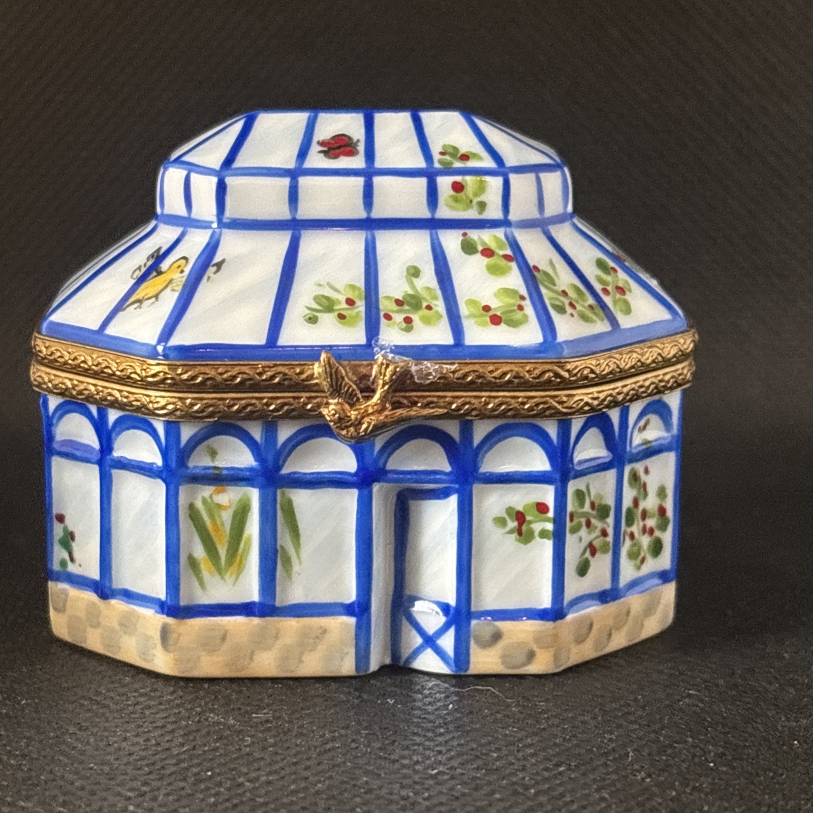 Limoges Botanical Flower Garden Trinket Box