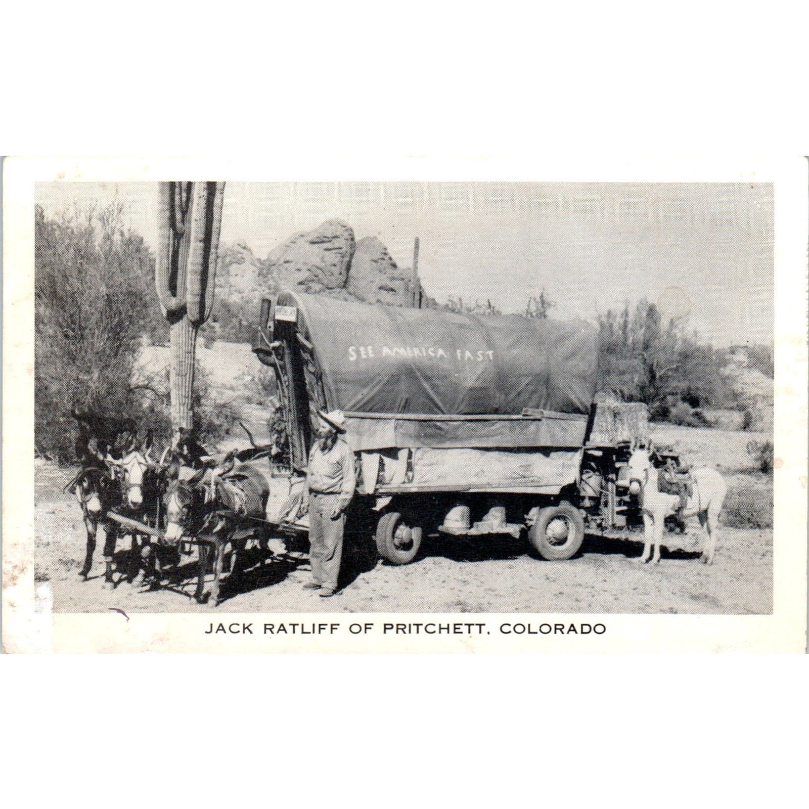 Jack Ratliff Covered Wagon Pritchett Colorado RPPC Original Postcard P1-11