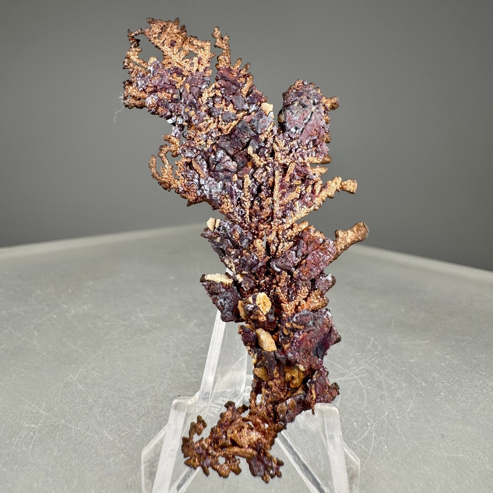 Nice Red Cuprite on Native Copper Crystals: Ray mine, Hayden, Pinal Co., Arizona
